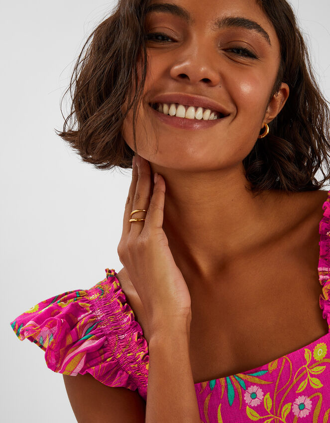 Ornamental Print Frilly Mini Dress, Pink (PINK), large