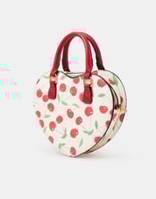 Cherry Print Heart Crossbody Bag, , large