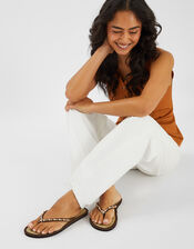 Sparkle Starfish Seagrass Flip Flops, Brown (BROWN), large