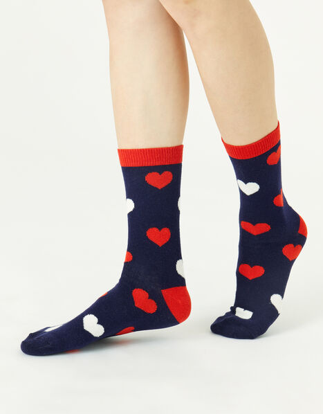Nautical Heart Print Socks, , large