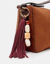 Beaded Suede Tassel Bag Charm, , large
