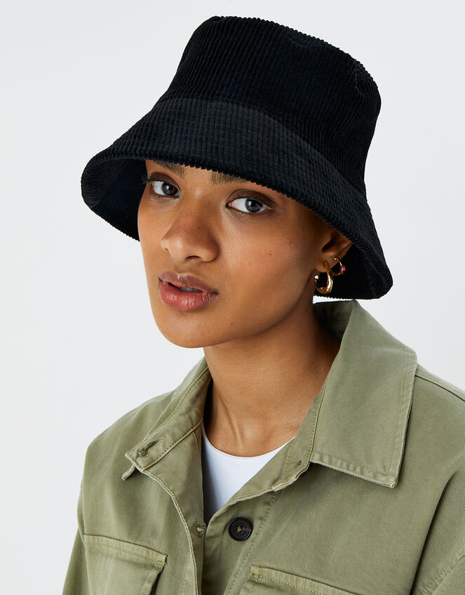 Cord Bucket Hat, Black (BLACK), large