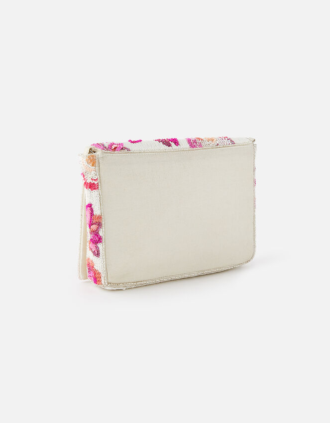 Floral Sequin Clutch Bag , , large