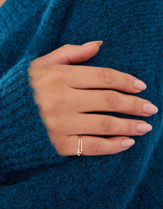 Sterling Silver Sparkle Stacking Rings Set of Two, White (ST CRYSTAL), large