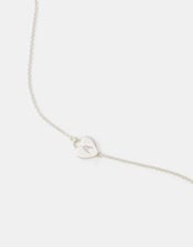 Sterling Silver Heart Initial Bracelet, Silver (ST SILVER), large