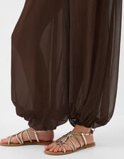 Chiffon Balloon Trousers, Brown (BROWN), large