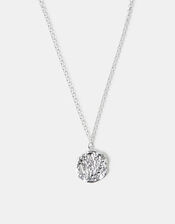 Sterling Silver-Plated Hammered Disc Pendant Necklace, , large