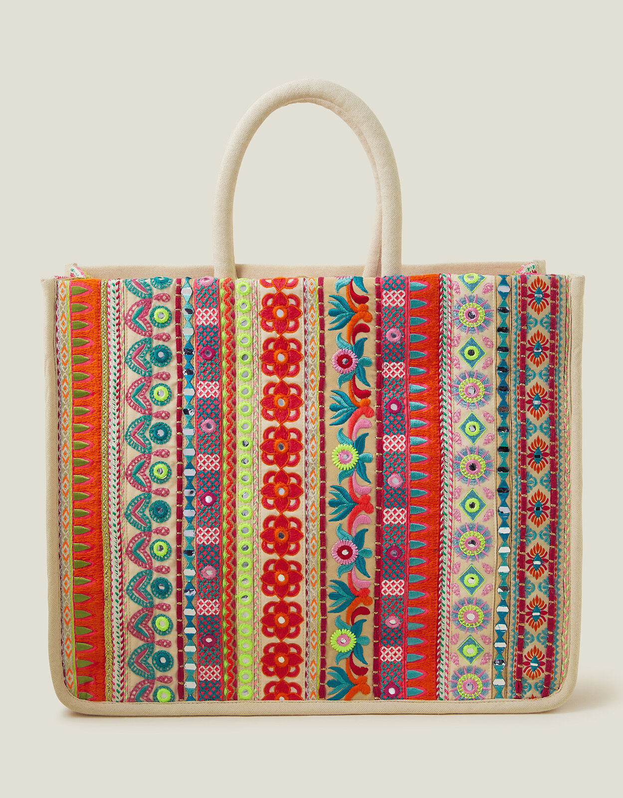 Mirror Embellished Tote Bag