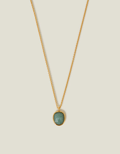 14ct Gold-Plated Aventurine Pendant Necklace, , large