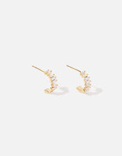 Gold-Plated Sparkle Mini Baguette Hoops, , large