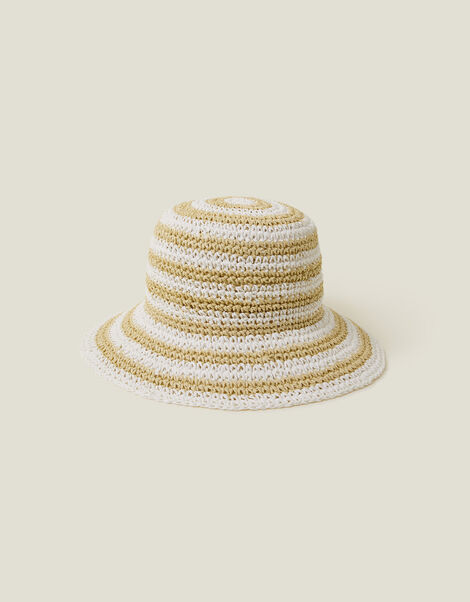 Stripe Bucket Hat, Natural (NATURAL), large