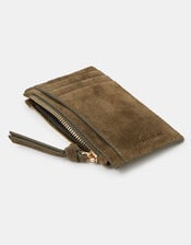 Suede Card Holder, Green (KHAKI), large