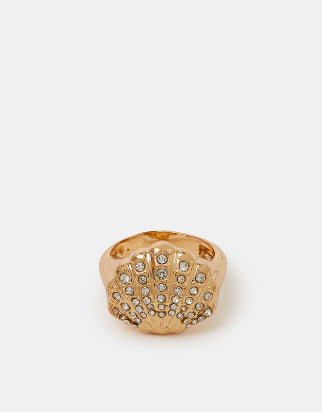 Diamante Shell Ring Gold, Gold (GOLD), large