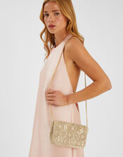 Embellished Fold Over Clutch Bag, Gold (GOLD), large