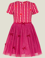 Girls Candy Cane Party Dress, Red (RED), large