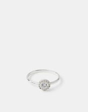Sterling Silver Halo Stone Ring, Silver (ST SILVER), large