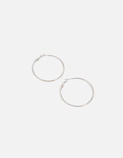 Stainless Steel Large Thin Hoop Earrings, Silver (SILVER), large