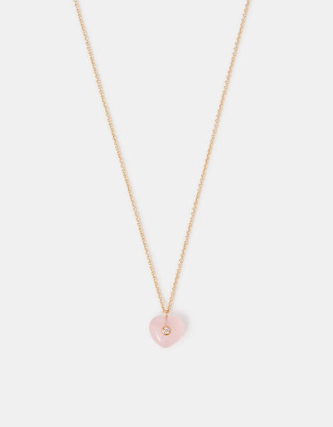 14ct Gold-Plated Rose Quartz Pendant Necklace, , large