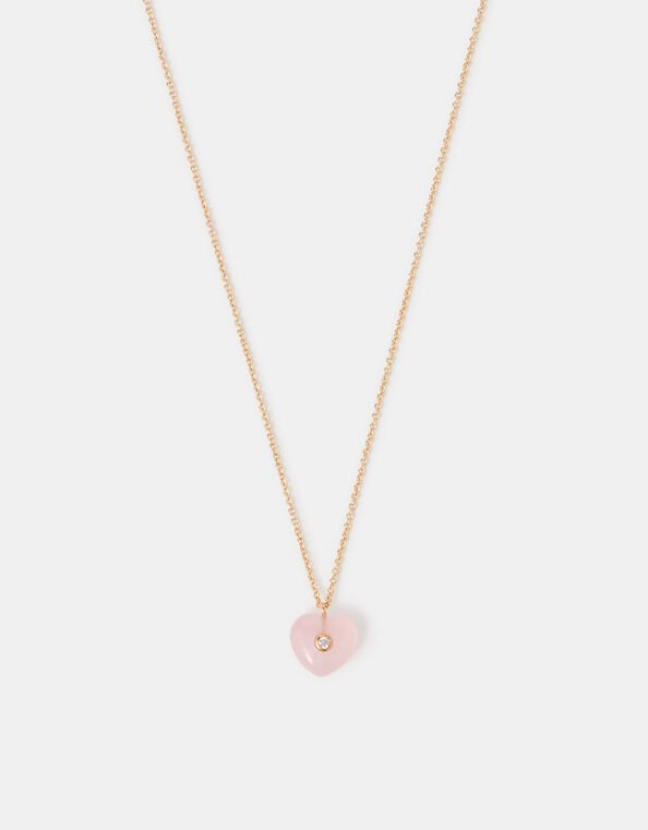 14ct Gold-Plated Rose Quartz Pendant Necklace, , large