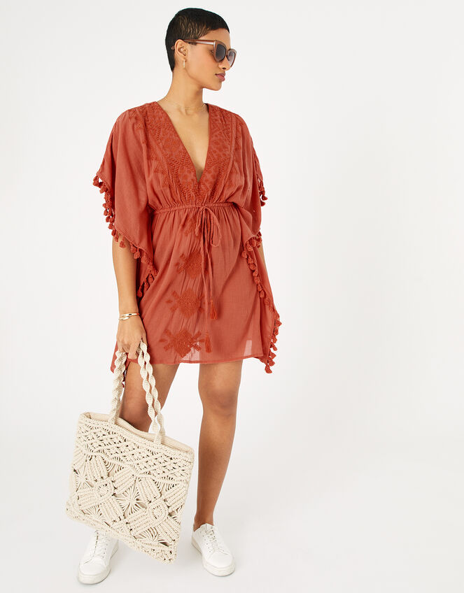 Becci Kaftan in Organic Cotton, Orange (RUST), large