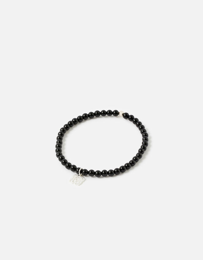 Sterling Silver Root Chakra Bracelet with Black Onyx, , large