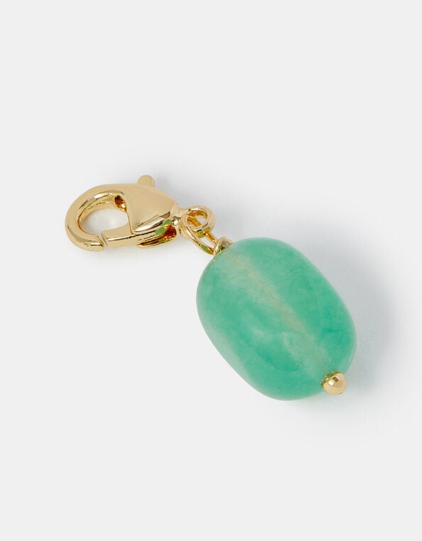 14ct Gold-Plated Semi Precious Stone Charm, Green (GREEN), large