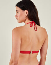 Textured Triangle Bikini Top, Red (RED), large