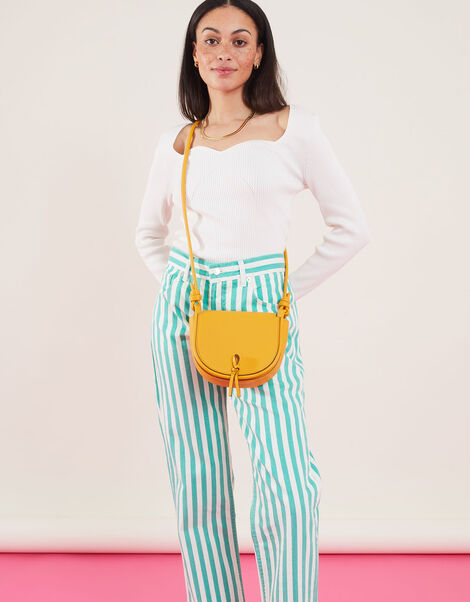Knot Detail Saddle Cross-Body, Yellow (OCHRE), large