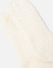 Fluffy Chenille Ankle Sock Twinset, Cream (CREAM), large
