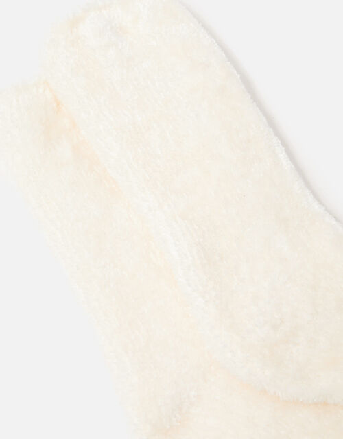Fluffy Chenille Ankle Sock Twinset, Cream (CREAM), large