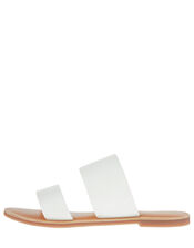 Wide Strap Mule Sandals, White (WHITE), large