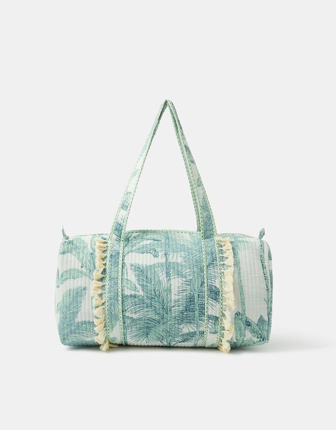 Palm Print Quilted Weekend Bag, , large