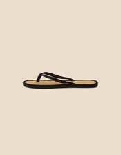 Plain Seagrass Flip Flops, Black (BLACK), large