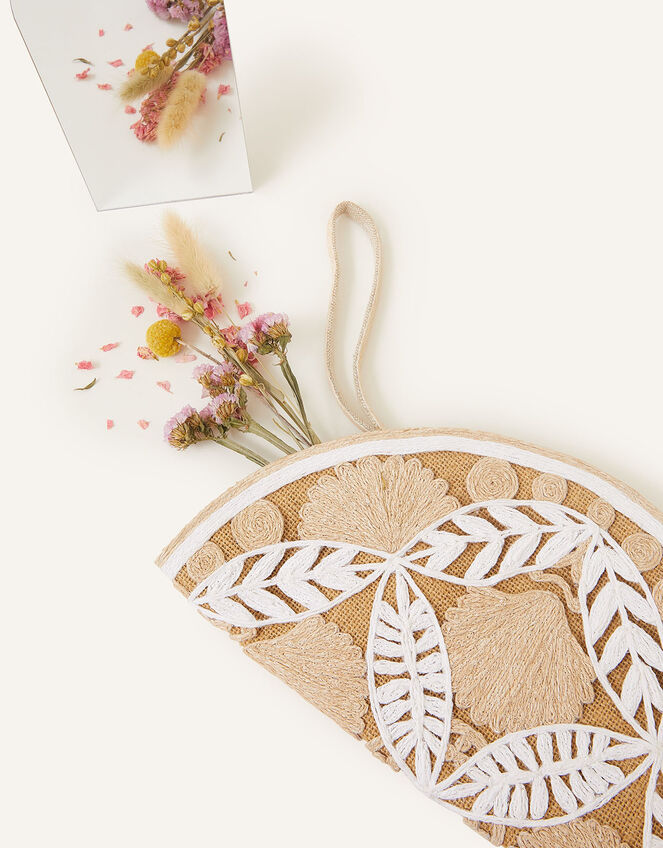 Large Shell Jute Clutch Bag, , large