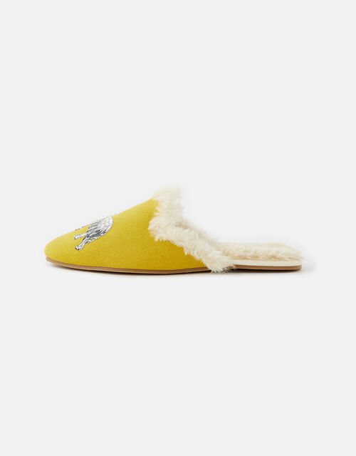 fluffy slippers yellow