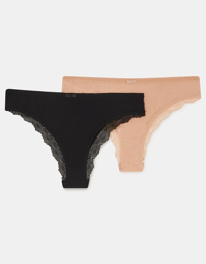 2-Pack Lace-Back Brazilian Briefs, Multi (ASSORTED), large
