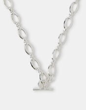 Sterling Silver-Plated Knot Chain T-Bar Necklace, , large