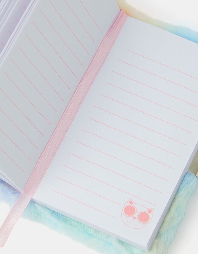 Girls Ombr&eacute; Fluffy Cat Lockable Journal, , large