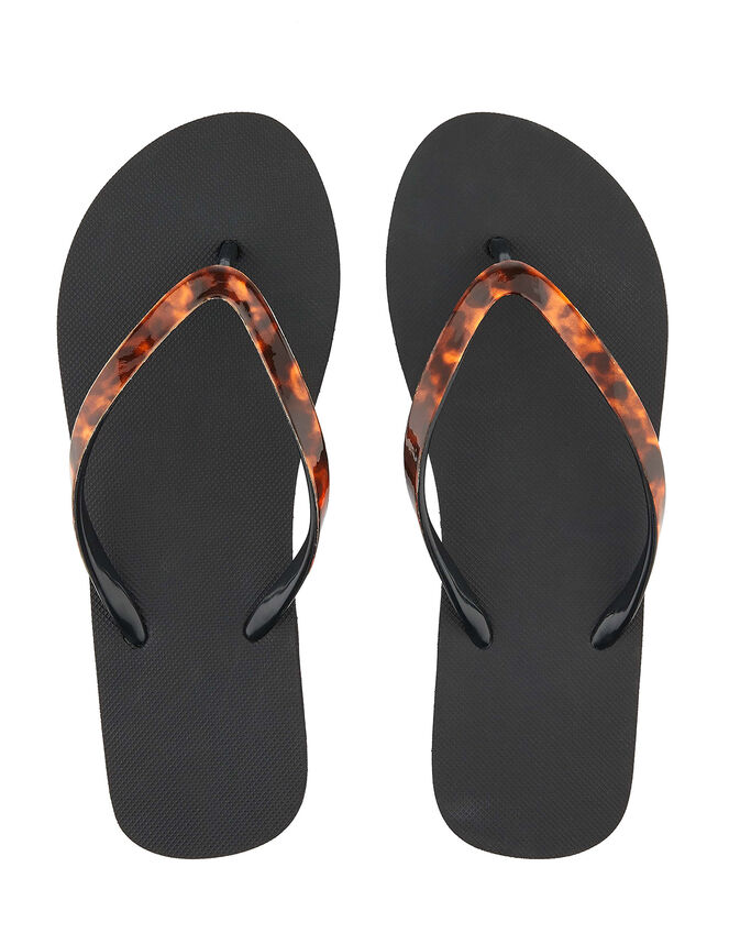 Tortoiseshell Eva Thong Flip Flops , Black (BLACK), large