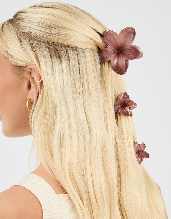 3-Pack Tropical Flower Claw Clips, , large