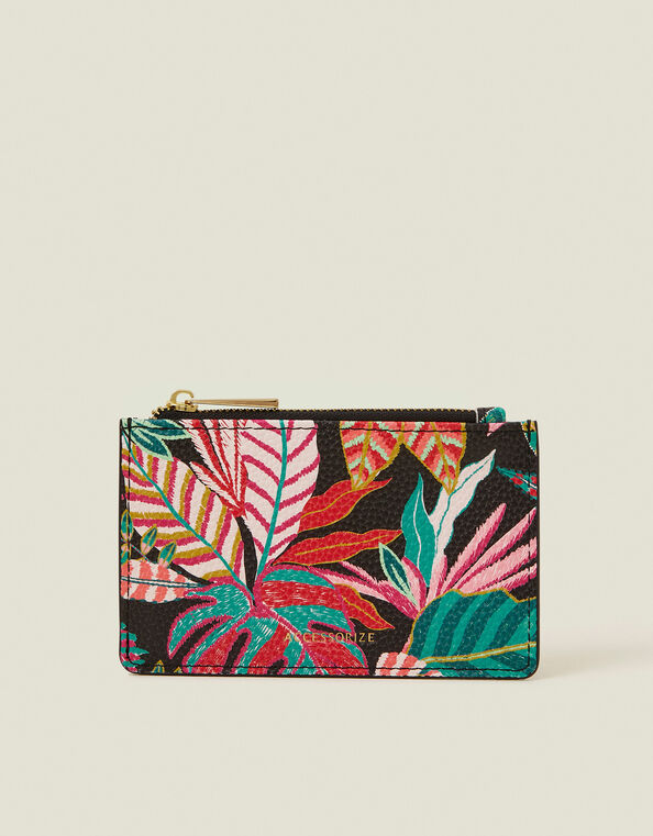 Tropical Leaf Print Card Holder, , large