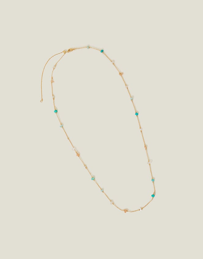 14ct Gold-Plated Stone Station Necklace, , large