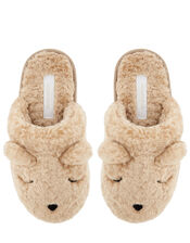 Teddy Fluffy Mule Slippers, Tan (TAN), large