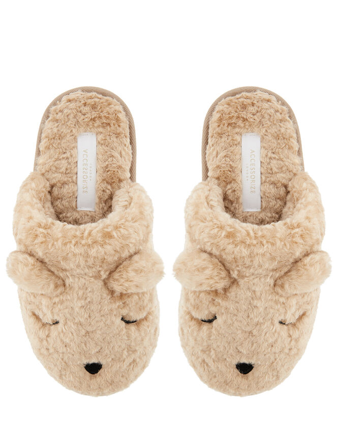 Teddy Fluffy Mule Slippers, Tan (TAN), large