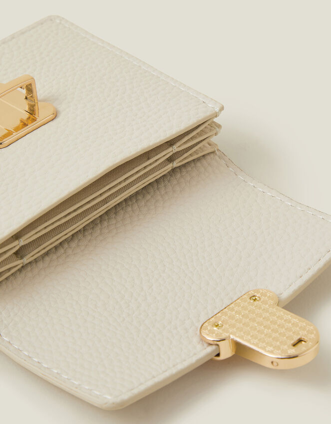 Push Lock Card Holder, Cream (CREAM), large