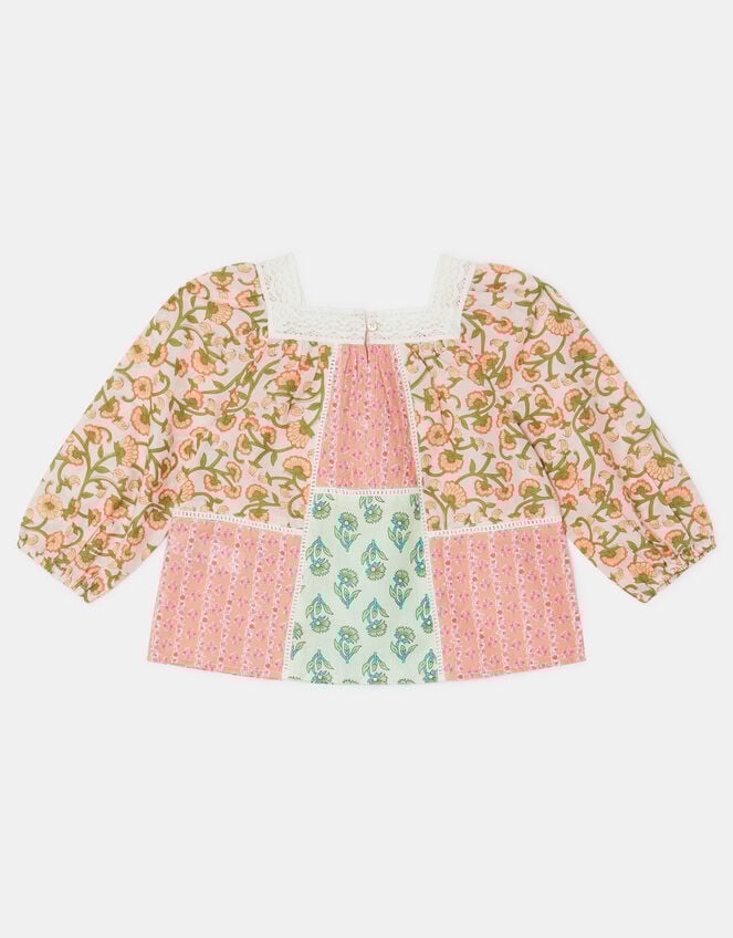 Girls Floral Patchwork Top, Pink (PINK), large