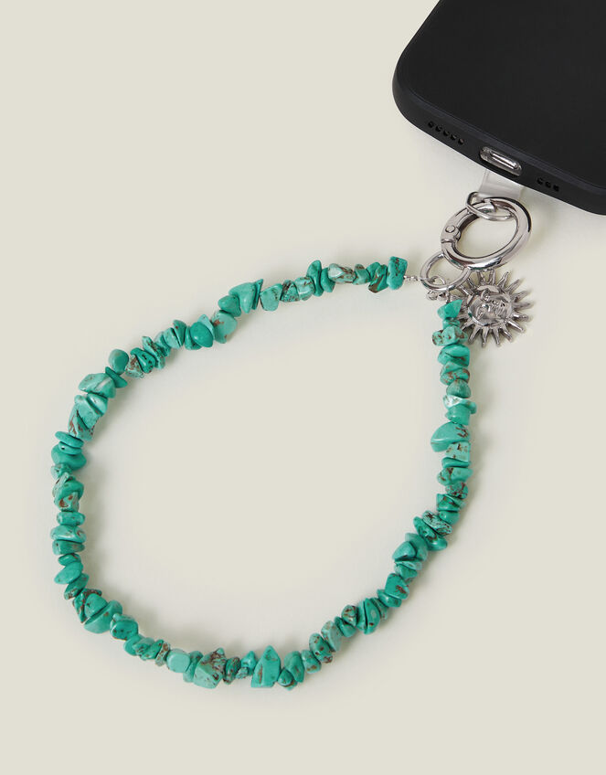 Sun Charm Stone Phone Wrist Strap Turquoise, , large