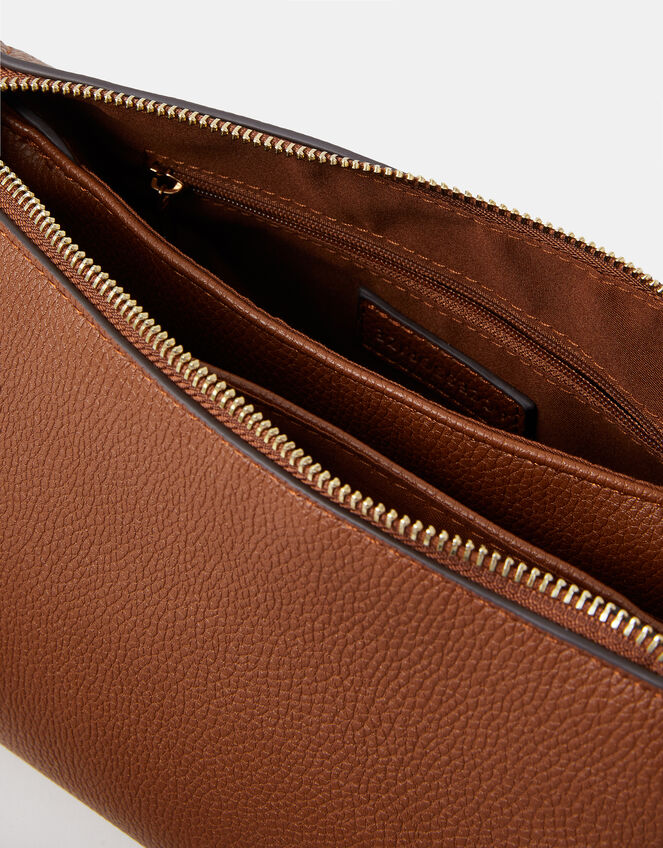 Webbing Strap Suedette Crossbody Bag, Tan (TAN), large
