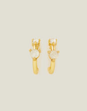 14ct Gold-Plated Faux Opal Chunky Hoops, , large