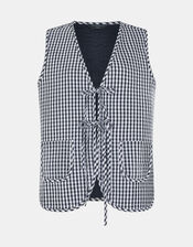 Gingham Waistcoat, Black (BLACK), large